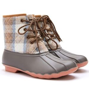 Stylish Plaid Lace-Up Women's Boots